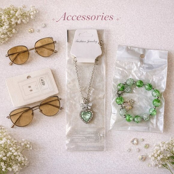 Ralph Lauren Girls Preppy Outfit Set 6X Mint Floral Dress + Denim Shirt + Access - Picture 6 of 7